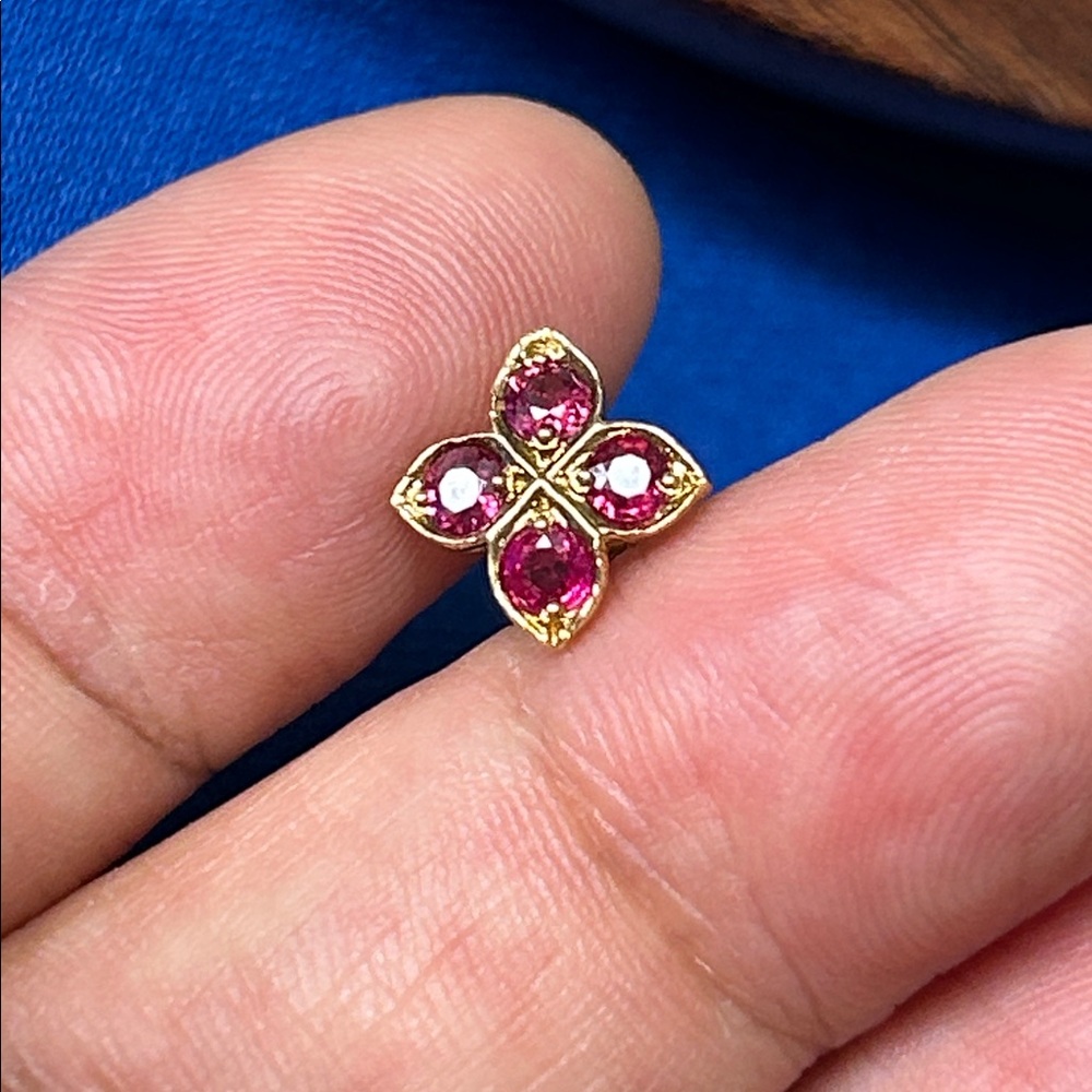 14k Solid Gold & Ruby Single Earring - image 3
